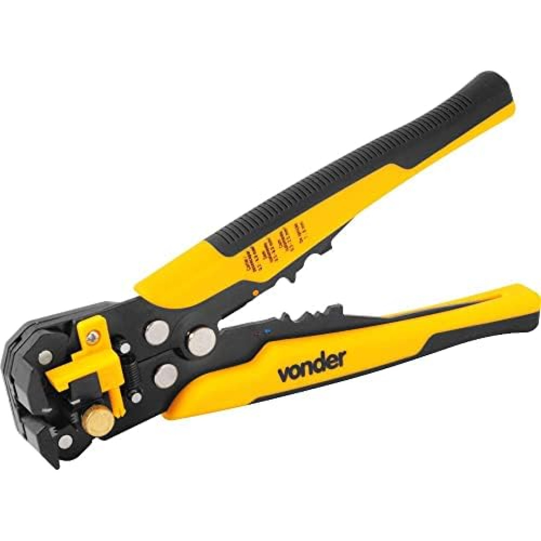 Alicate Automático, Ajustável, Desencapador e Crimpador de Fios, Amarelo/Preto, 203mm - 8” Vonder